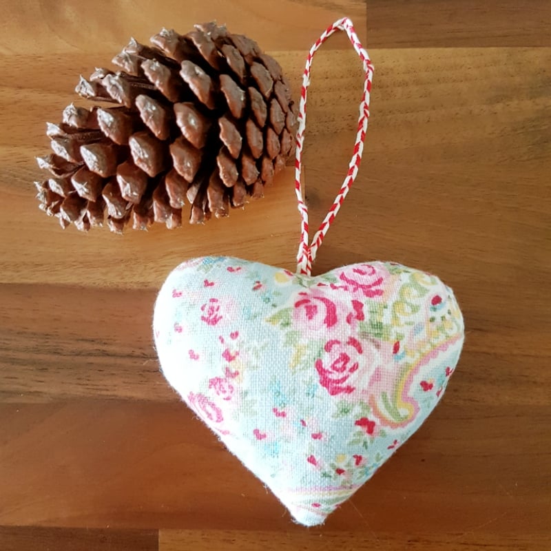 Image of GreenGate Fabric Hanging Christmas Ornament ~ Heart Designs 