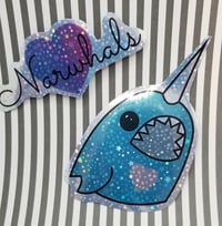 Image 1 of Kawaii Pastel Narwhal Stickers (5 Pack)