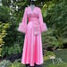 Image of Petal Pink Marabou-cuffed "Beverly" Dressing Gown 