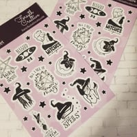 Image 2 of Witchy Black and White Sticker Sheet