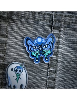moth + ghost acrylic pins