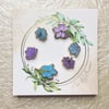Mini Flower Set of 6 - Blue/Purple Glitter