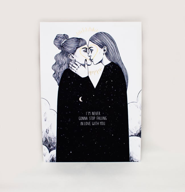 Falling in Love – FineArt Print A4 / Gold / limitiert