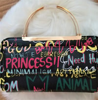 Image 1 of Black Colorful Graffiti Clutch