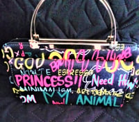 Image 4 of Black Colorful Graffiti Clutch