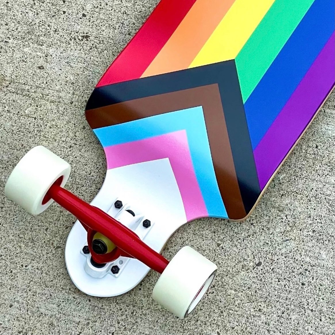 Image of Progress Pride Flag Drop Down Longboard