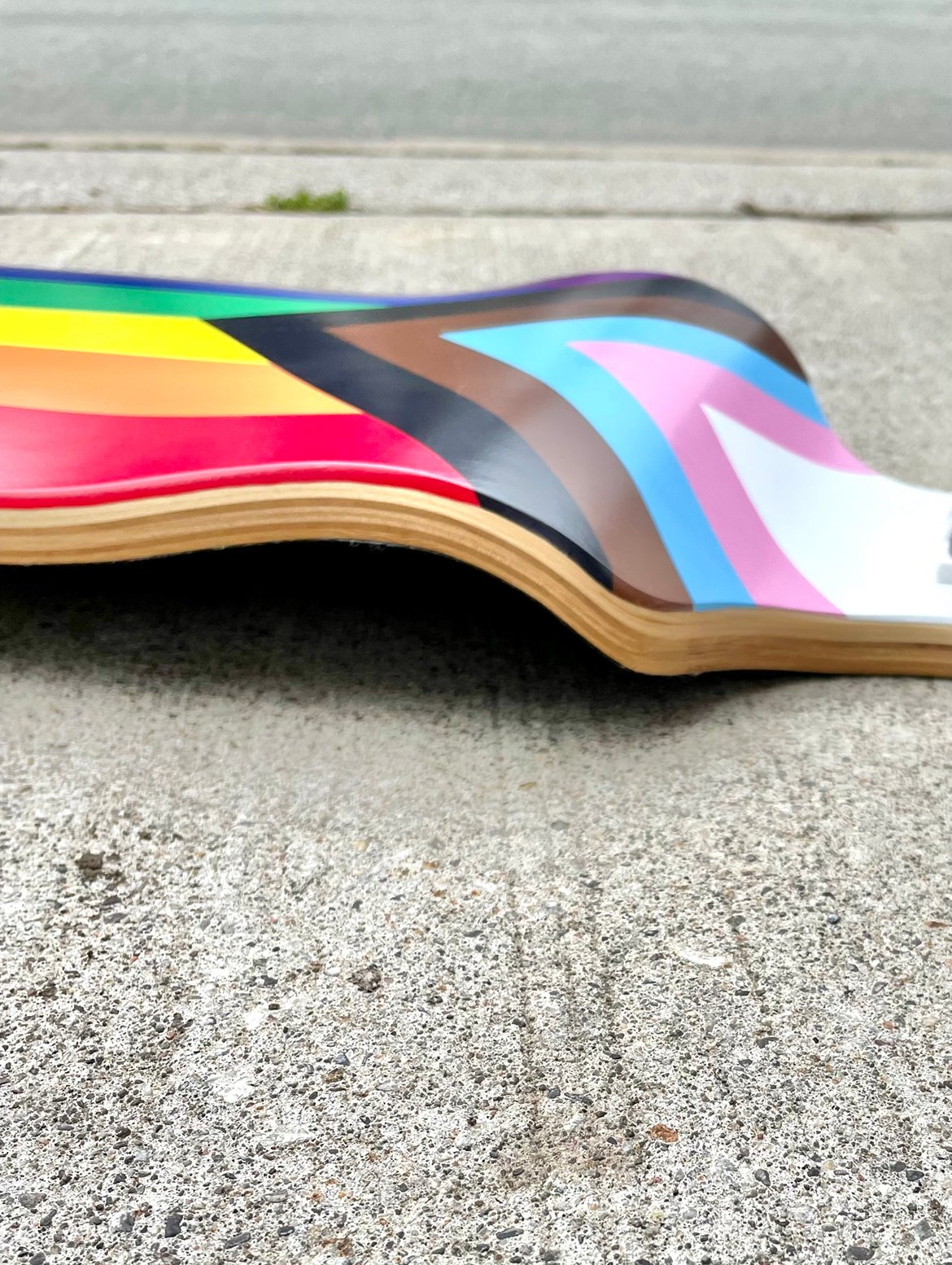 Image of Progress Pride Flag Drop Down Longboard