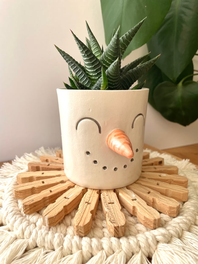 Snowman Christmas Face Pot