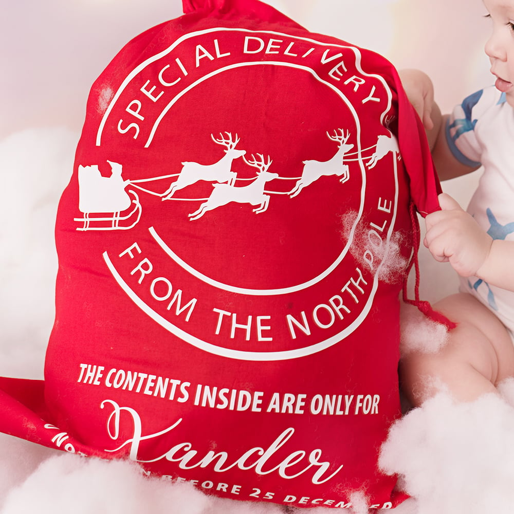 Image of Personalised Christmas Santa Sack - Special Delivery - Red