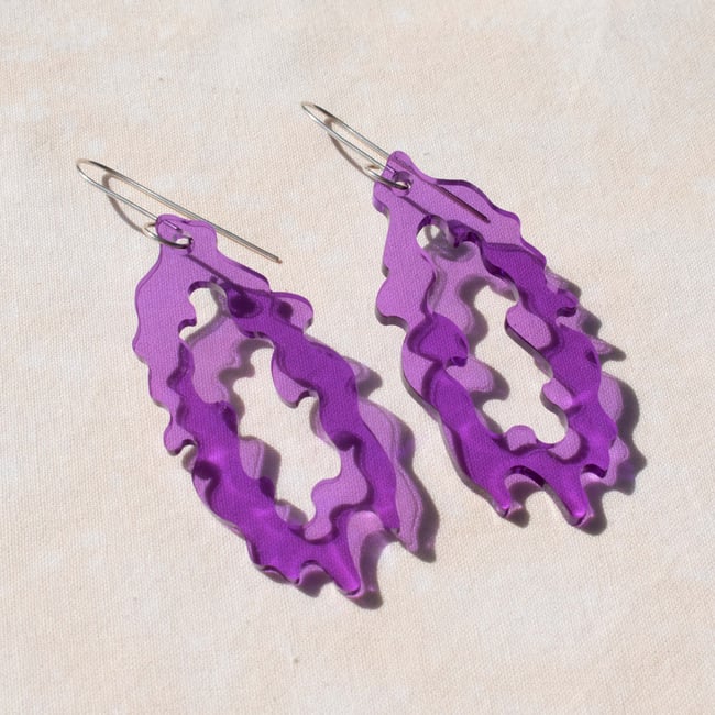 Violet Thin Acrylic Drip Earrings