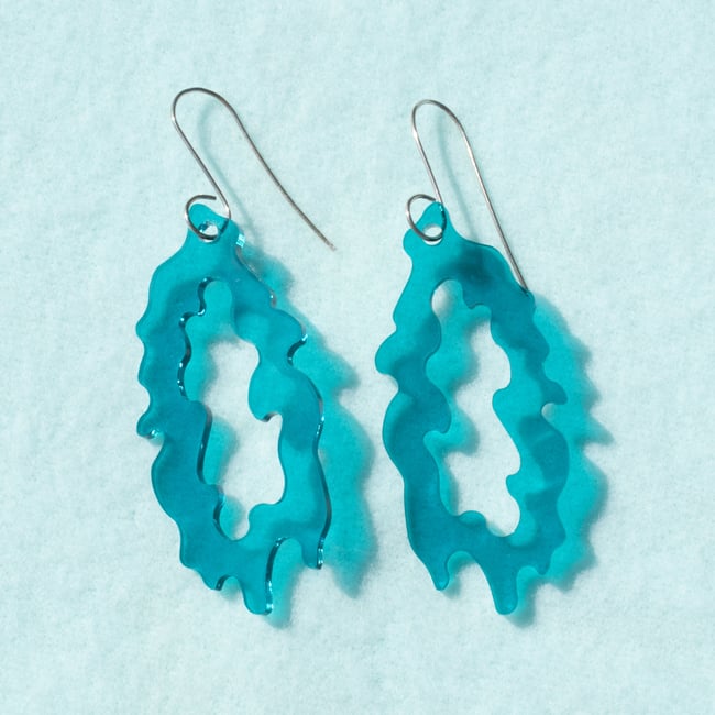 Teal Acrylic Drip Earrings