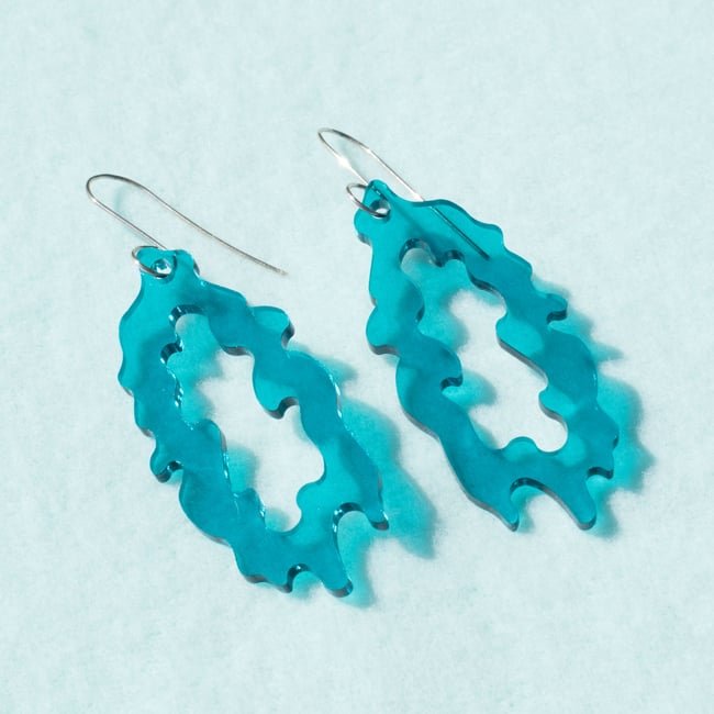 Teal Acrylic Drip Earrings