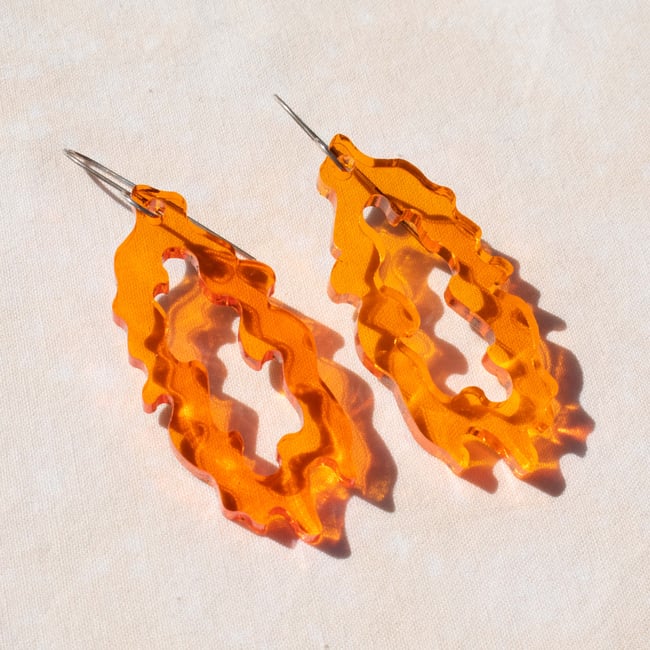 Orange Thick Acrylic Drip Earrings