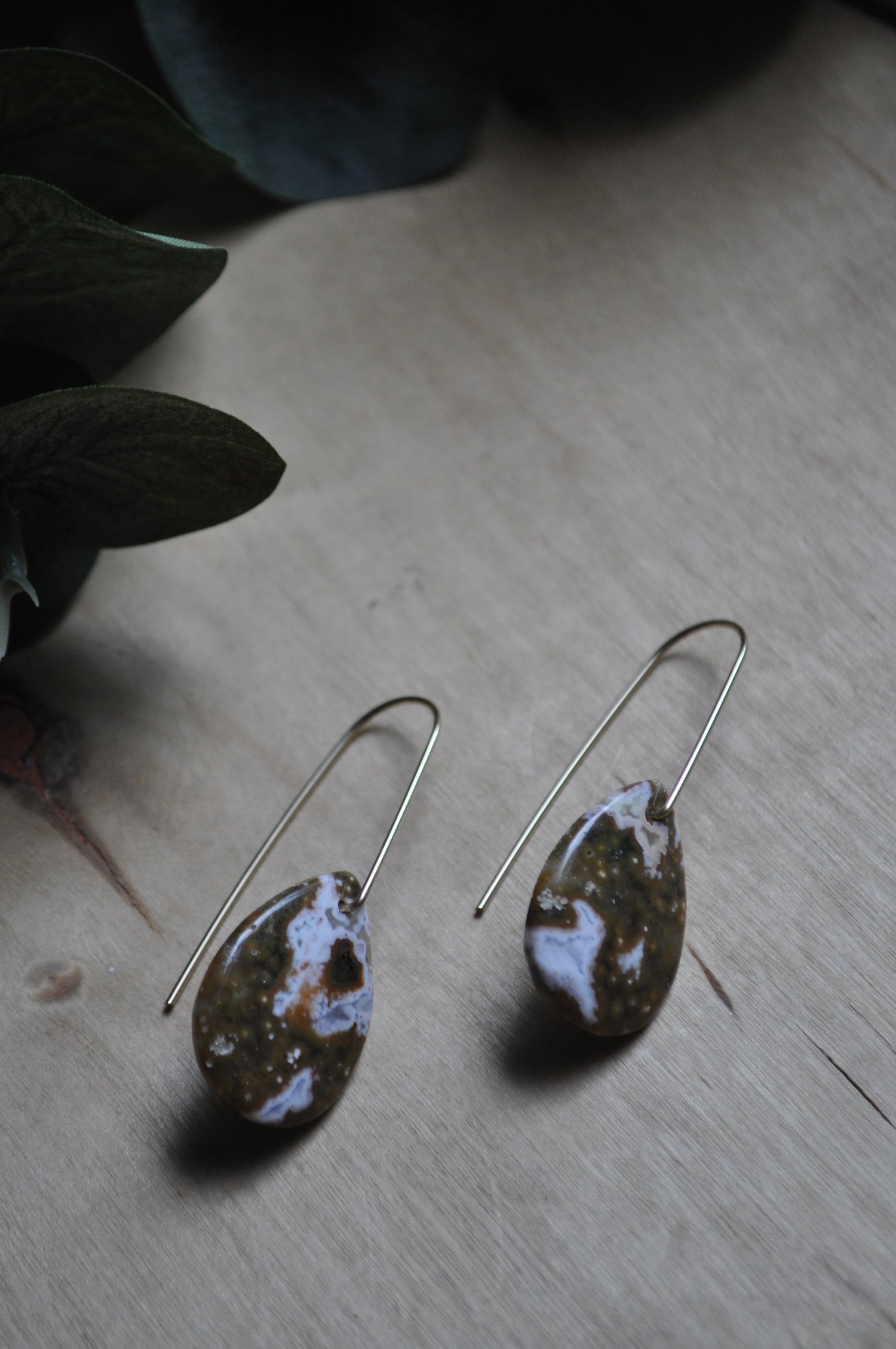 Image of Ocean Jasper Teardrop Dangles - One of a Kind