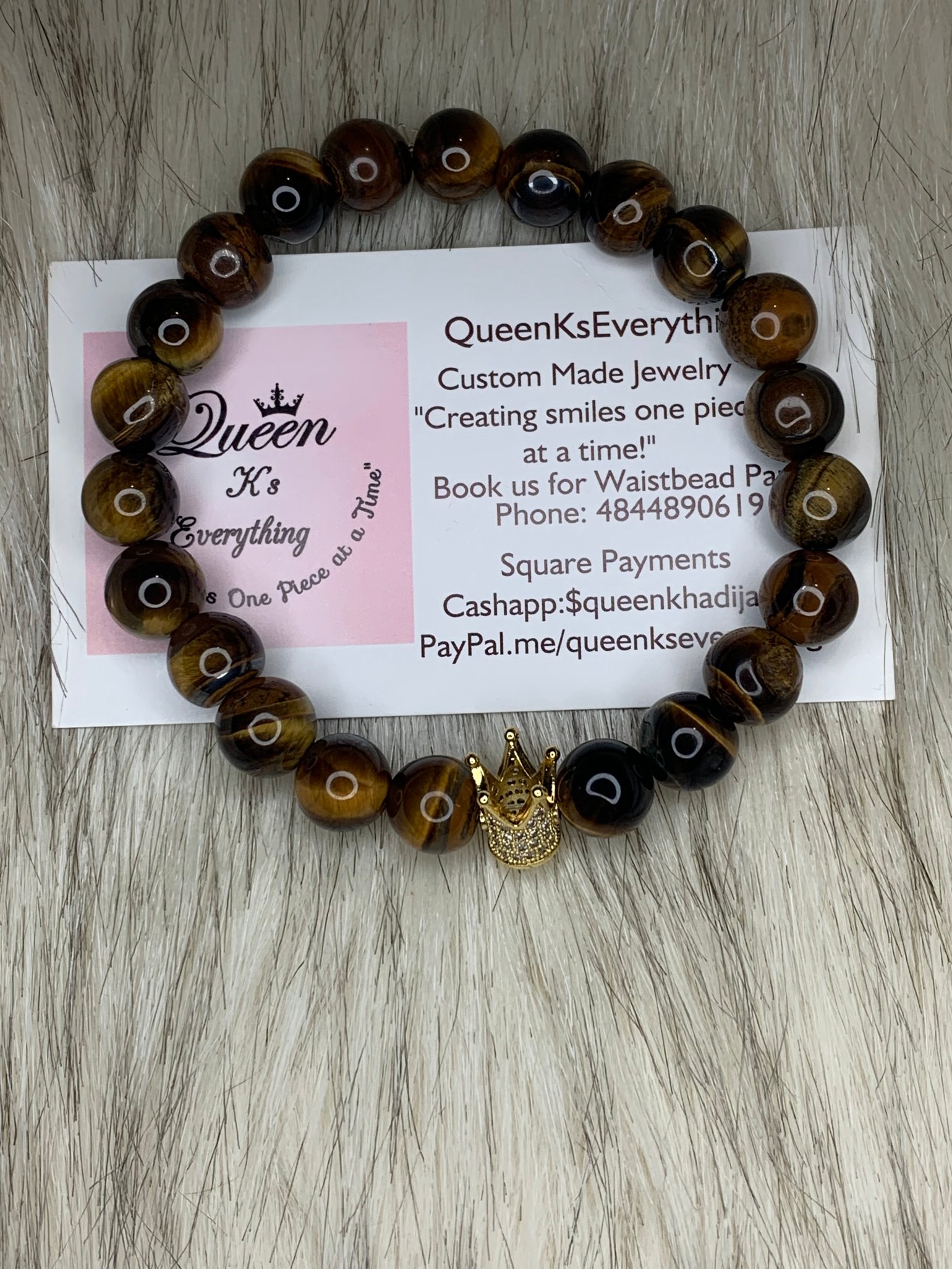 Image of Tiger's Eye Crown Bracelet