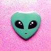 Alien Face - Heart Shaped Button/ Magnet