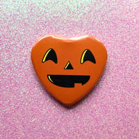 Image 2 of Jack O Lantern - Heart Shaped Button/ Magnet