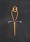 Blue Tigers Eye Copper Ankh