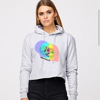 Happy Goth Crop Hoodie gray 