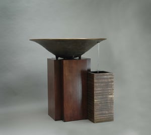 Image of Baptismal font with mahogany cabinet