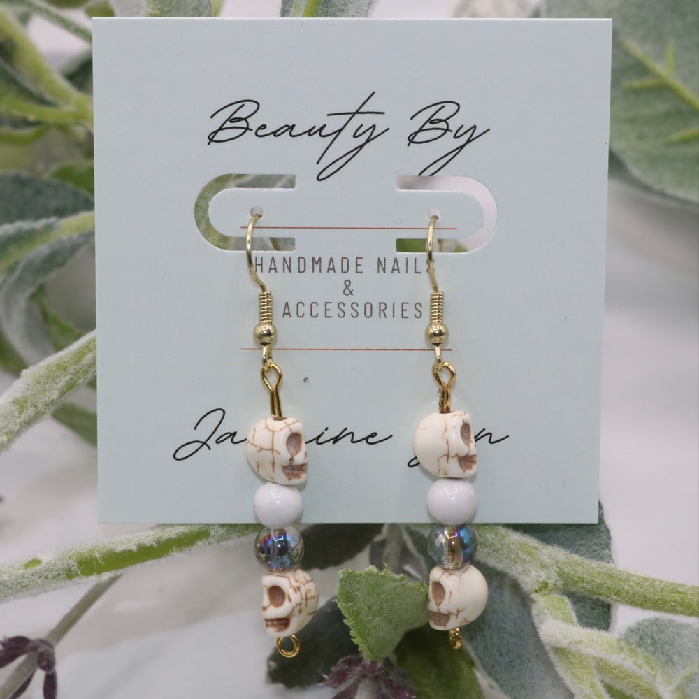 Image of Skull x Howlite Drop Earrings