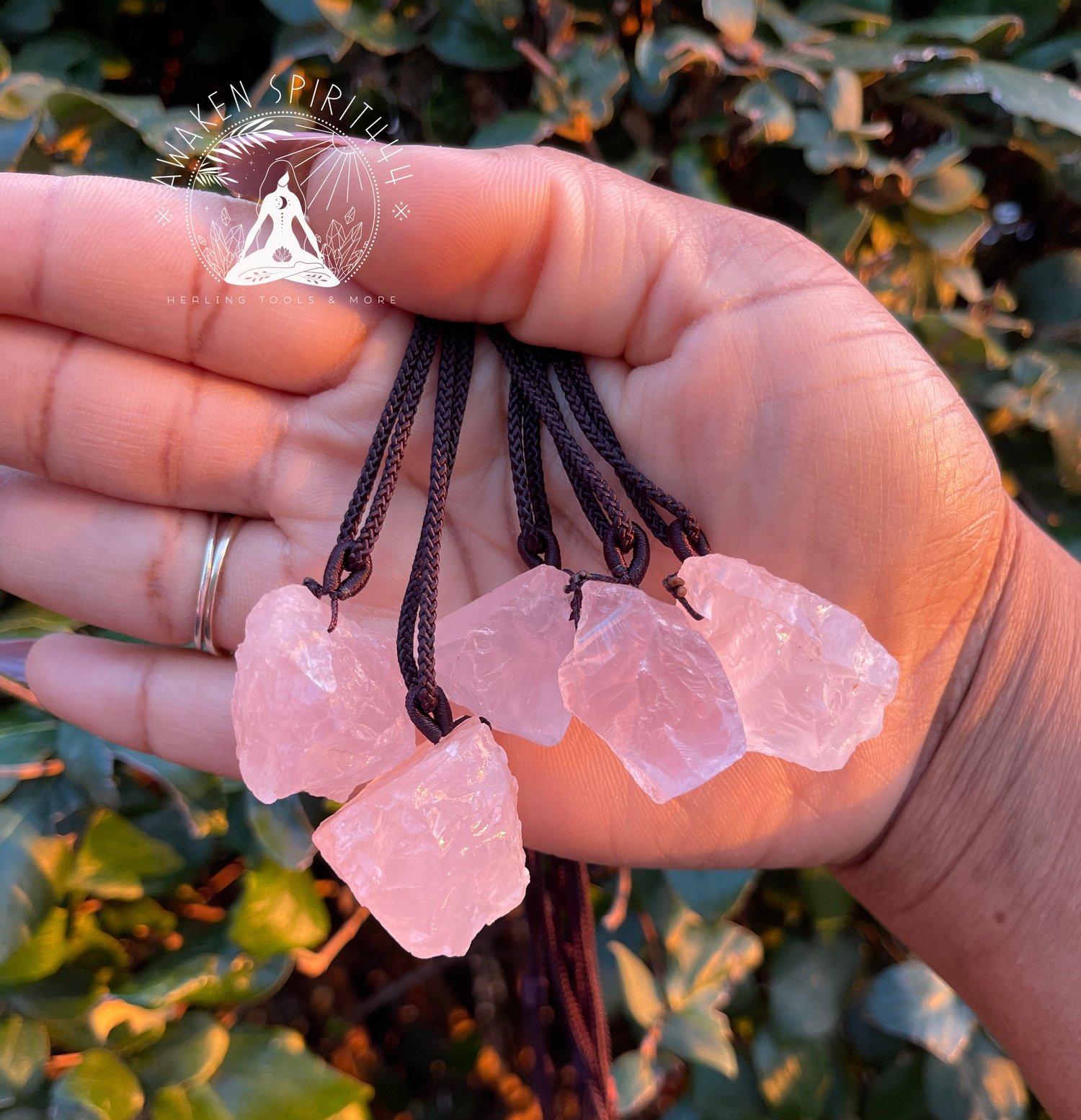Image of Rose Quartz Raw Crystal Necklace 