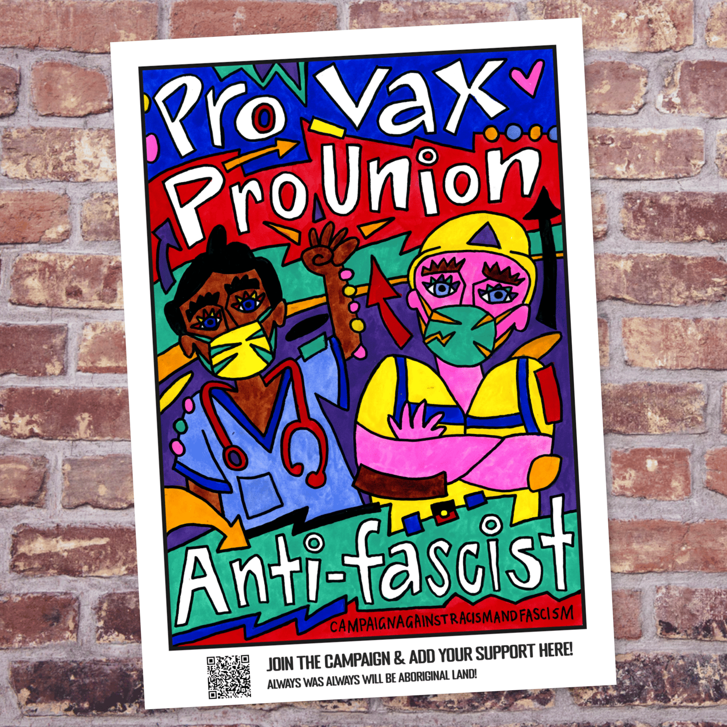 Image of Pro Vax, Pro Union, Anti-Fascist poster pack (Design 2) (5 posters)