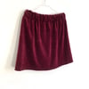 Velvet Mini Skirt-burgundy red