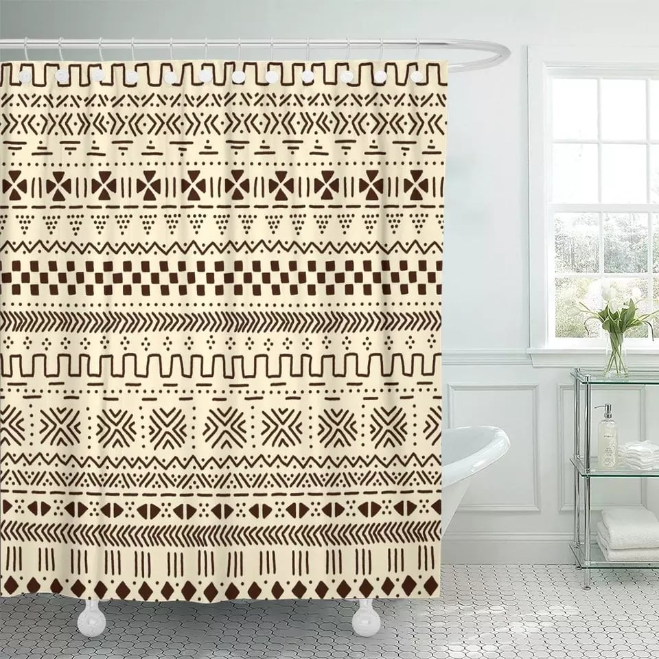 AFRICAN MUDCLOTH SHOWER CURTAIN SIKAWE