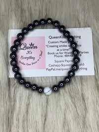 Image 2 of Grey Hematite w/ Single Lava or Howlite Bead