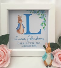 Image 1 of Personalised Peter Rabbit Christening Frame, Flopsy Rabbit Christening Gift, Flopsy Rabbit Christeni