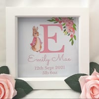 Image 1 of Personalised Peter Rabbit New Baby Frame, New Baby Gift, Flopy Rabbit New Baby Gift, Flopsy Rabbit N