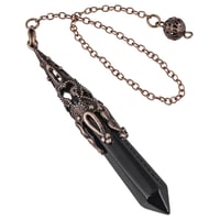 Image 1 of Reiki Natural Stone Crystals Pendulum for Divination  Amethysts Black Obsidian Pendant Healing Point