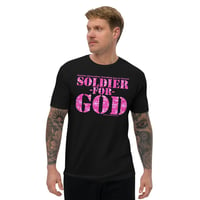 Image 1 of Soldier For God PINK Fitted Short Sleeve T-shirt