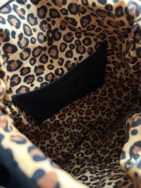 Image 4 of Black Velvet Leopard Ruffle Tote