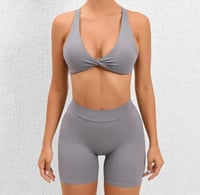 Image 3 of Women’s navy seamless gym set 