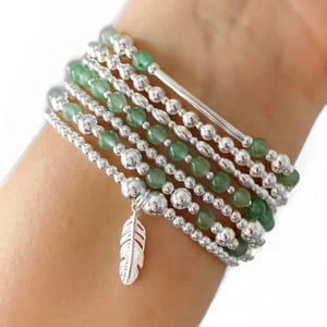 Image of Sterling Silver & Aventurine Bead Bracelets