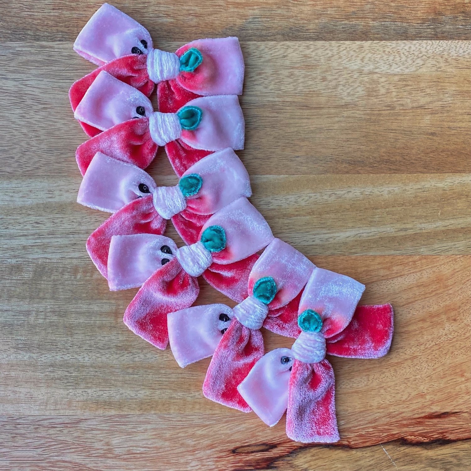 Image of Pink Lady custom dyed silk velvet midi pinwheels