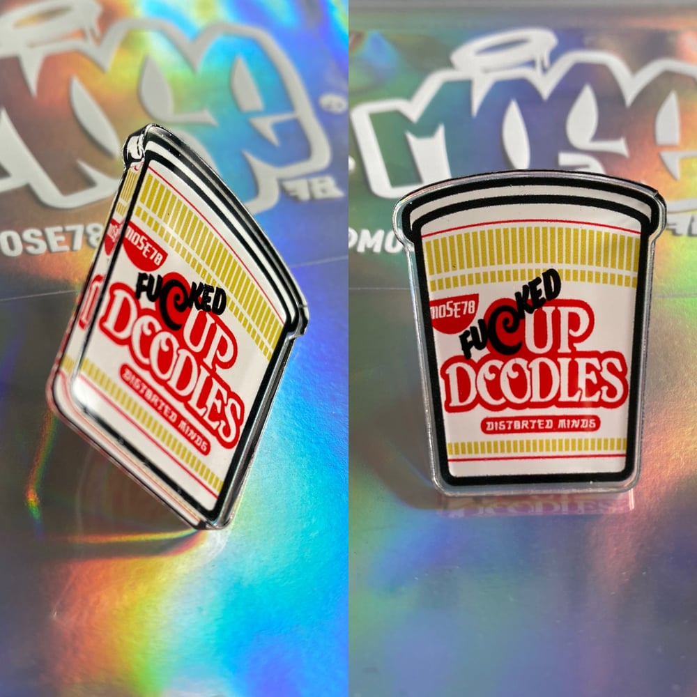 Image of FuCkedUP DOODLES noodle pot pin badge (one badge)
