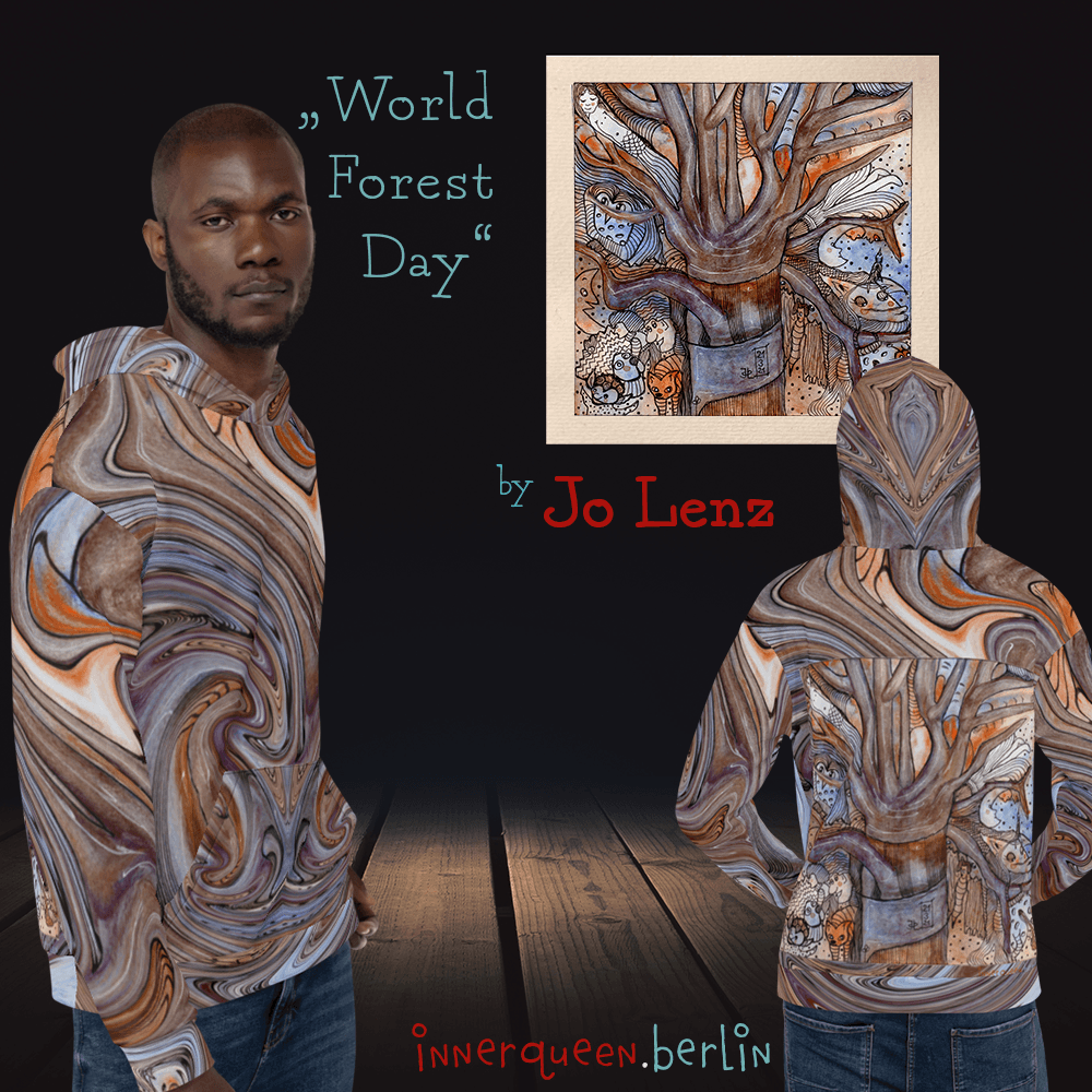 Image of Jo Lenz Art Space Welttag des Waldes Unisex Hoodie