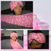 Pink/multicolor headband and Scarf set