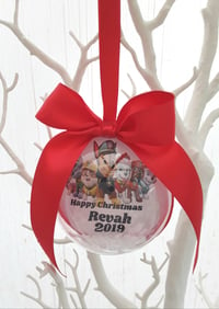 Image 2 of 6cm or 8cm Paw Patrol Ornament, Paw Patrol Gift, Personalised Paw Patrol Christmas Bauble