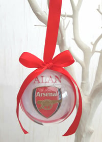 Image 2 of 6cm or 8cm ANY TEAM Football Ornament,Football Gift, Personalised Football Christmas Bauble