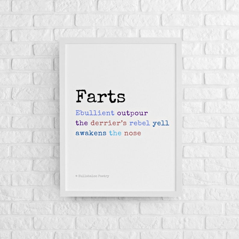 Image of Funny Fart Bathroom Art - Farts Haiku