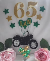 Image 2 of Personalised Motorbike Cake Topper, Glitter Motorbike cake topper