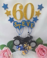 Image 3 of Personalised Motorbike Cake Topper, Glitter Motorbike cake topper