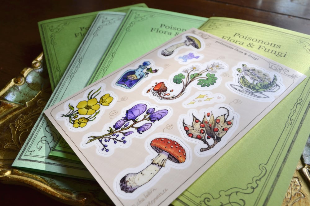 Poisonous Flora & Fungi Sticker Sheet + Info Guide