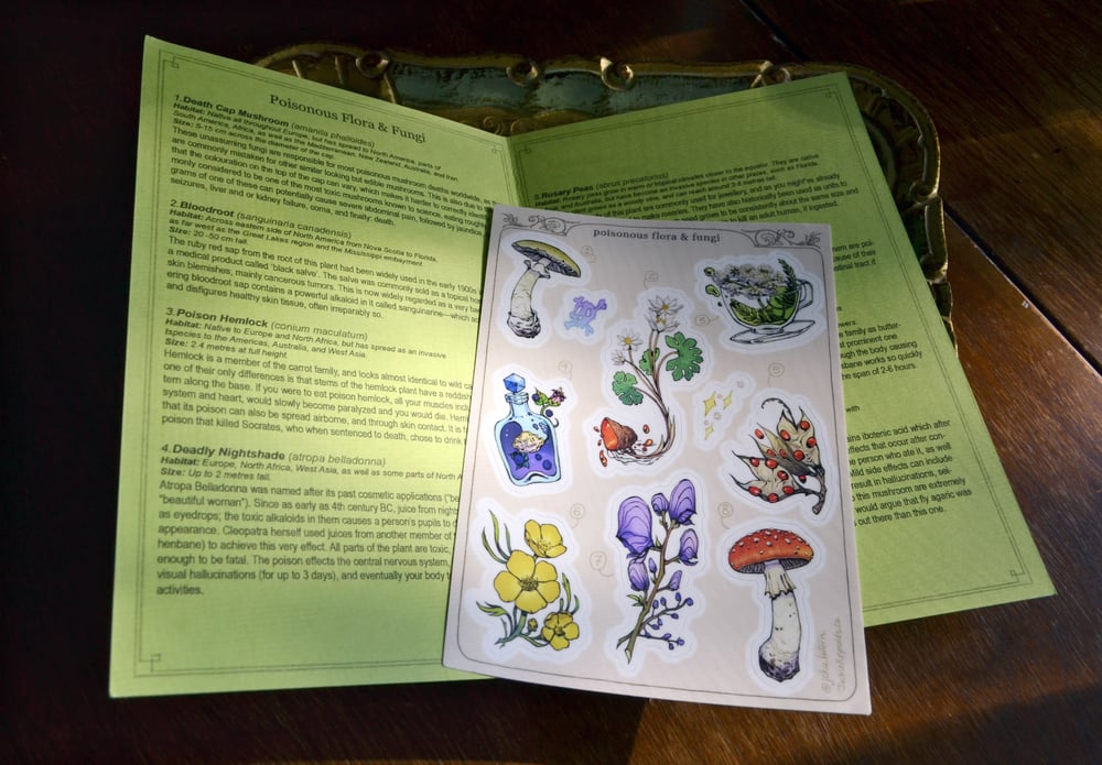 Poisonous Flora & Fungi Sticker Sheet + Info Guide