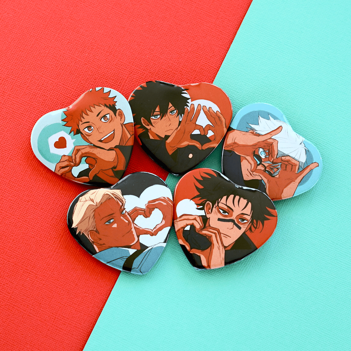 JJK Heart Buttons | Lightning Strikes Art