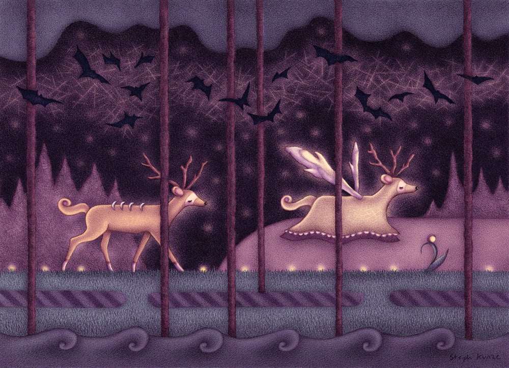 "Deer and Ghost Deer" art print